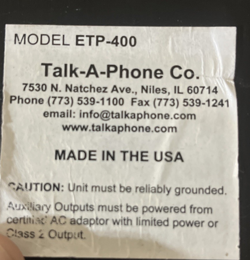 Talk-A-Phone - ETP400V Emergency Phone untested