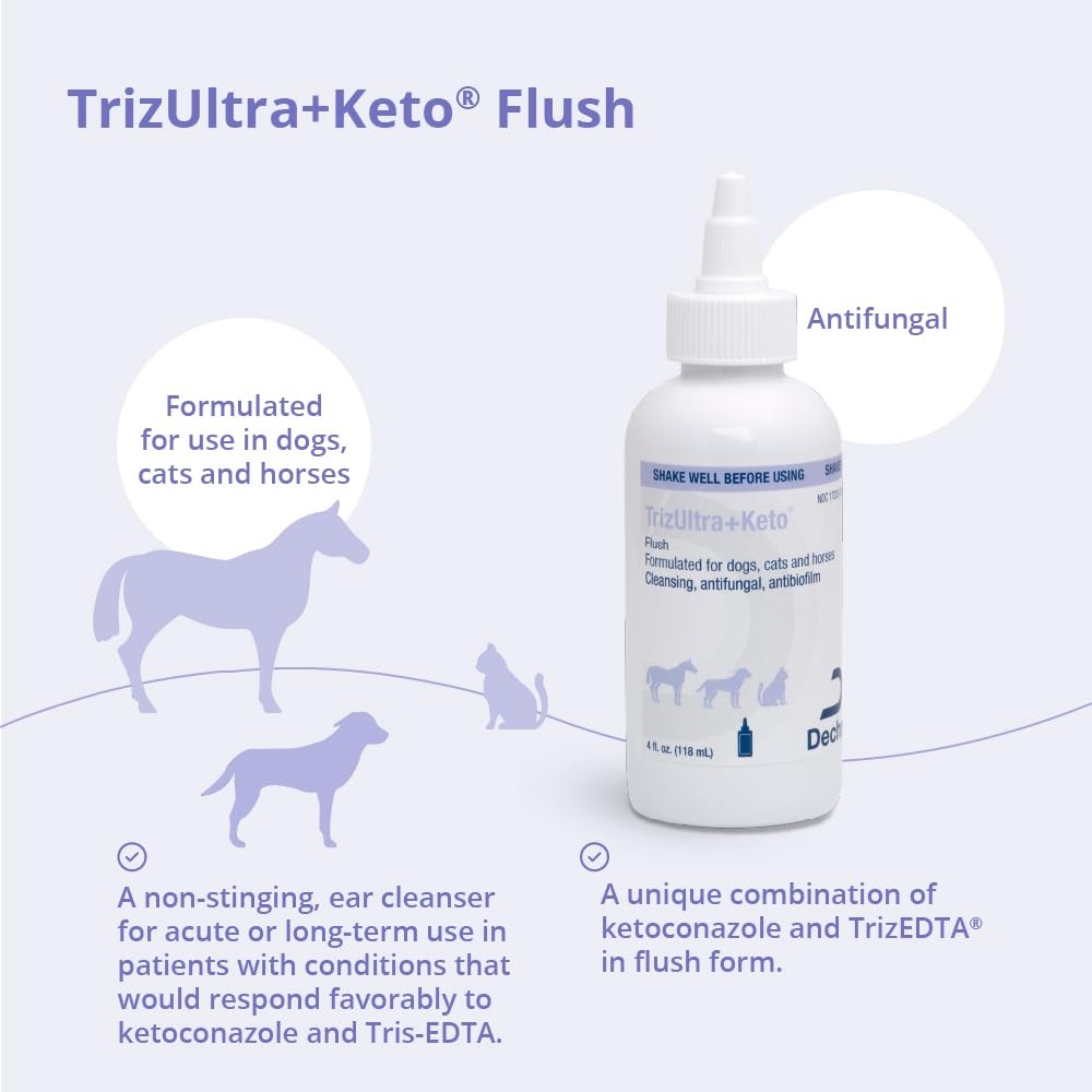 Keto Flush Ear Cleaner for Pets 4oz - Antifungal, Antibacterial Solution