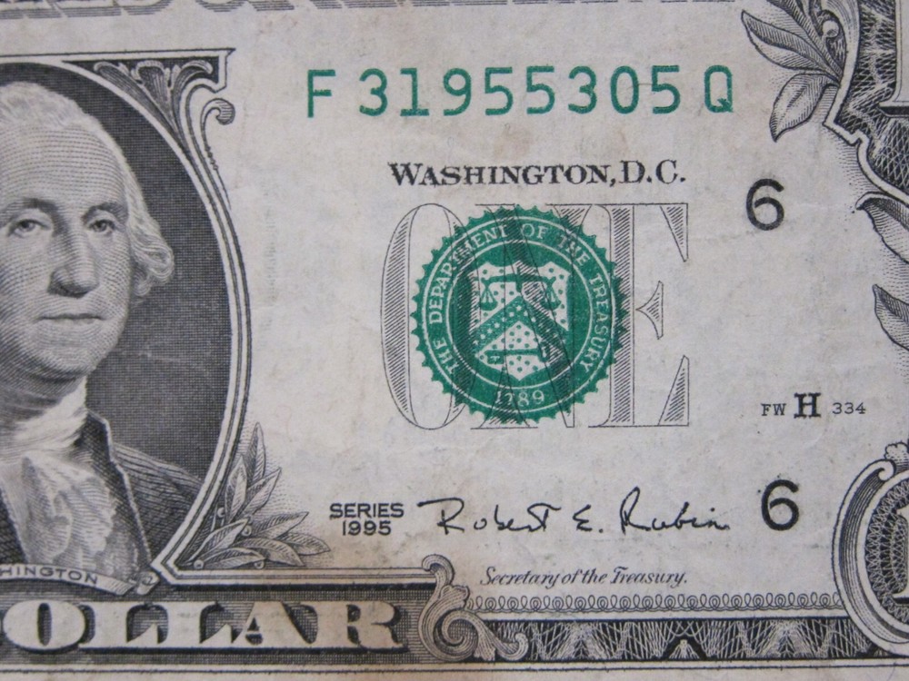 1995 $1 Error Printing & Cut #F31955305Q