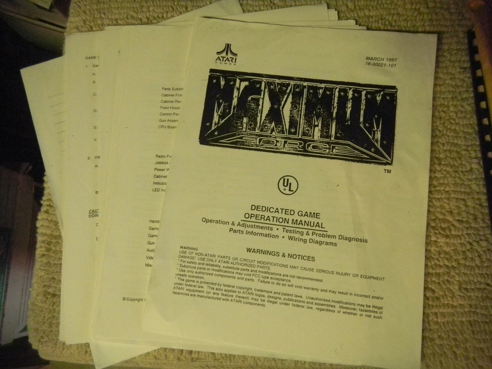 MAXIMUM FORCE PAGES LOOSE ATARI    original video game  machine  manual