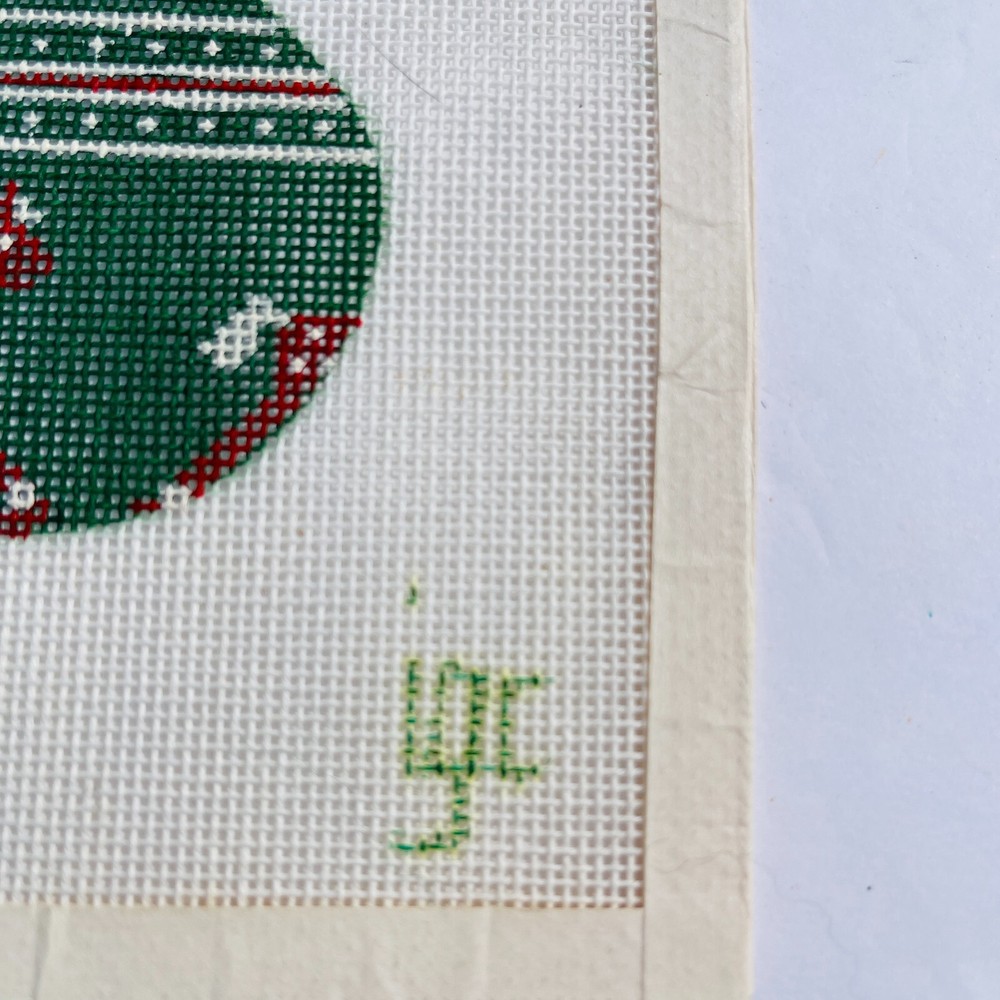 1982 Vintage Hand Painted Needlepoint Pattern Canvas Stocking Noel Rocking Horse