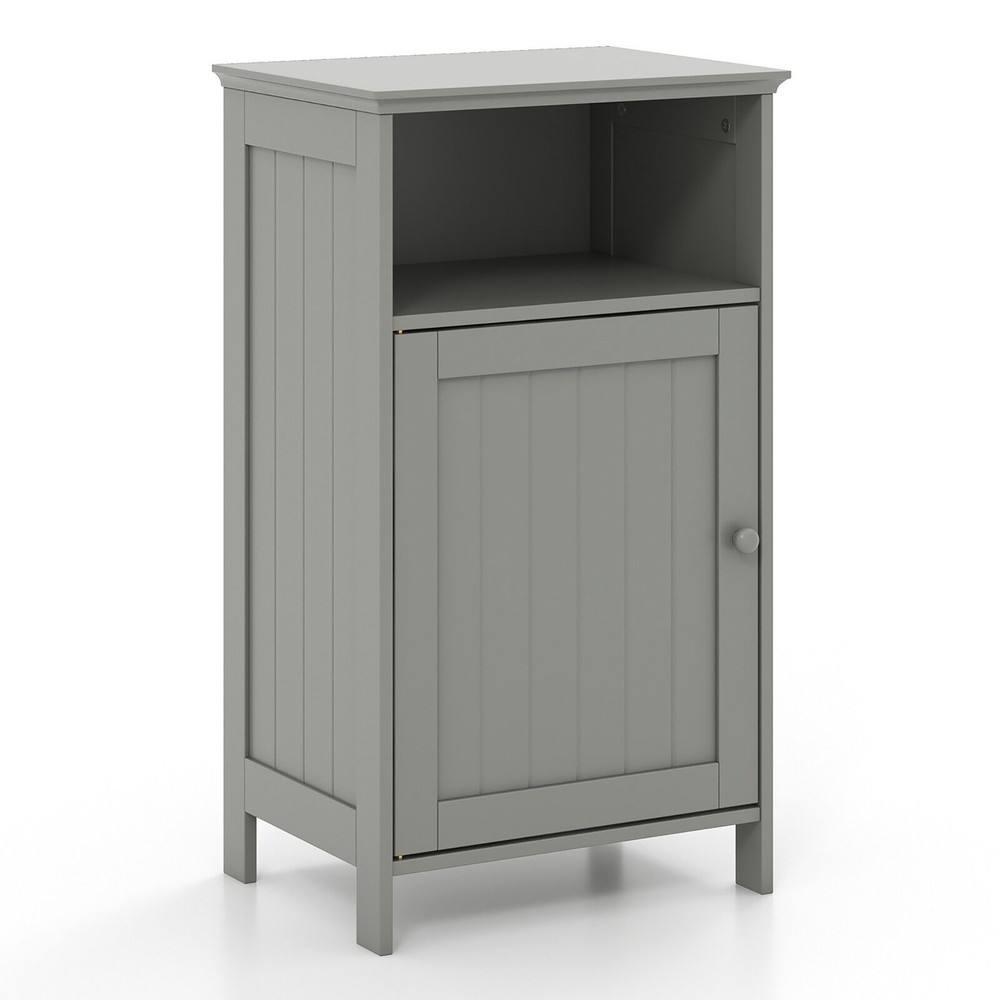 Bathroom Floor Storage Cabinet Side Table w/ Open Compartment & Adjustable Shelf