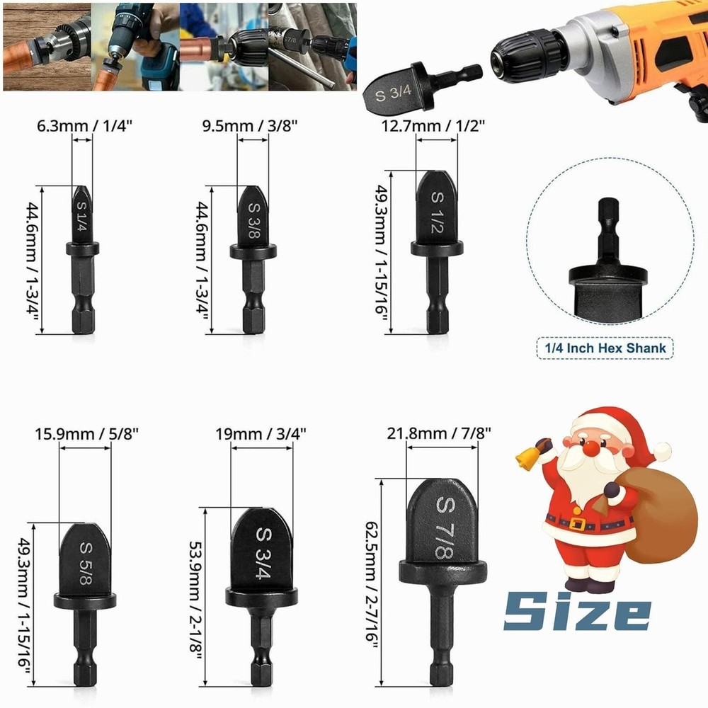 Portable HVAC Drill Bit Set: 6 Sizes for Quick Copper Pipe Expansion, 1/4-7/8"