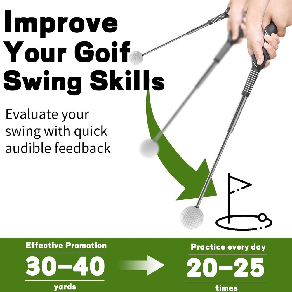 Retractable Golf Swing Training Aid, Golf Grip Trainer for Warm-up, Right-Han...