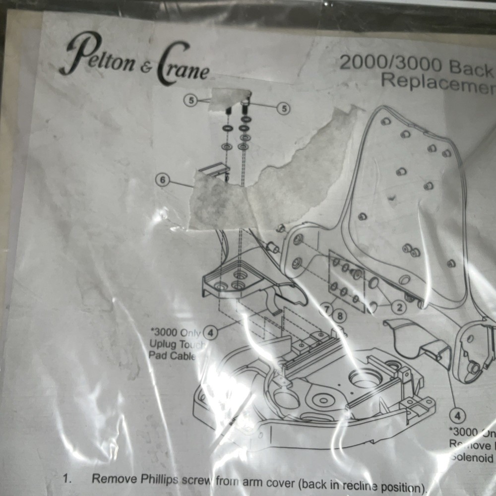 Pelton & Crane 2000/3000 Back Support Replacement Kit