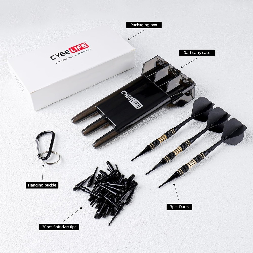 CyeeLife Darts Plastic Tip - Professional Soft Set 18 Grams Black