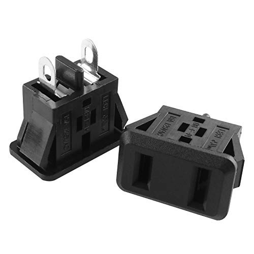 US 2-pin Plug AC Power Base Plug Panel Mount US Outlet Power Socket