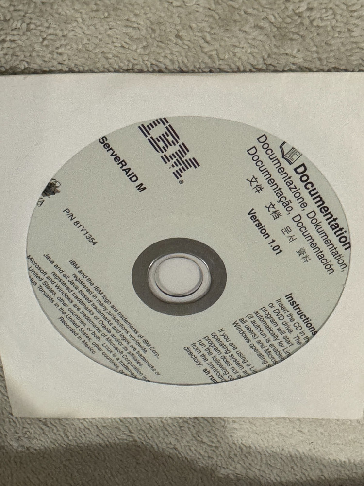 IBM ServeRAID M Version 1.01 Documentation CD - SEALED!!!
