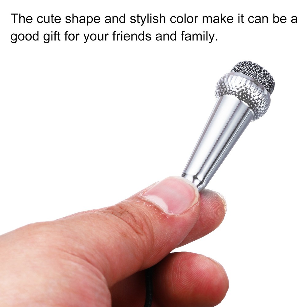 2Pcs Mini Microphone Tiny Microphone Portable Microphone for Singing Silver Gray