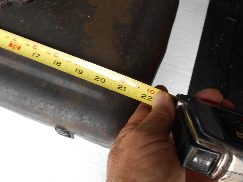 Antique Metal Tool Box with Very Fancy Handle