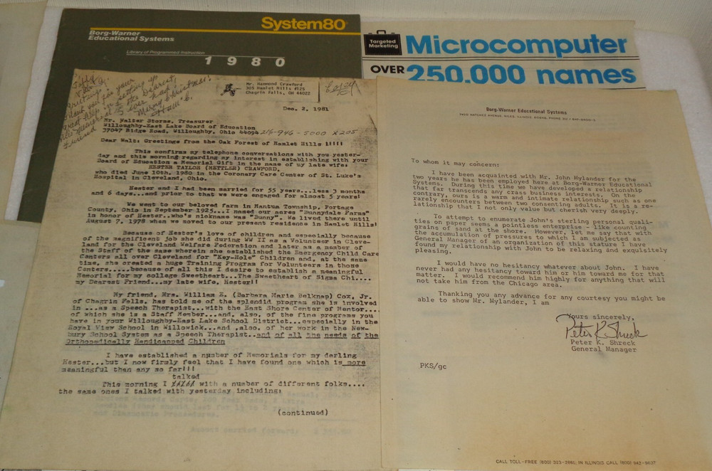 1980 Borg-Warner Educational Systems System80 Teaching Program Booklet & Papers