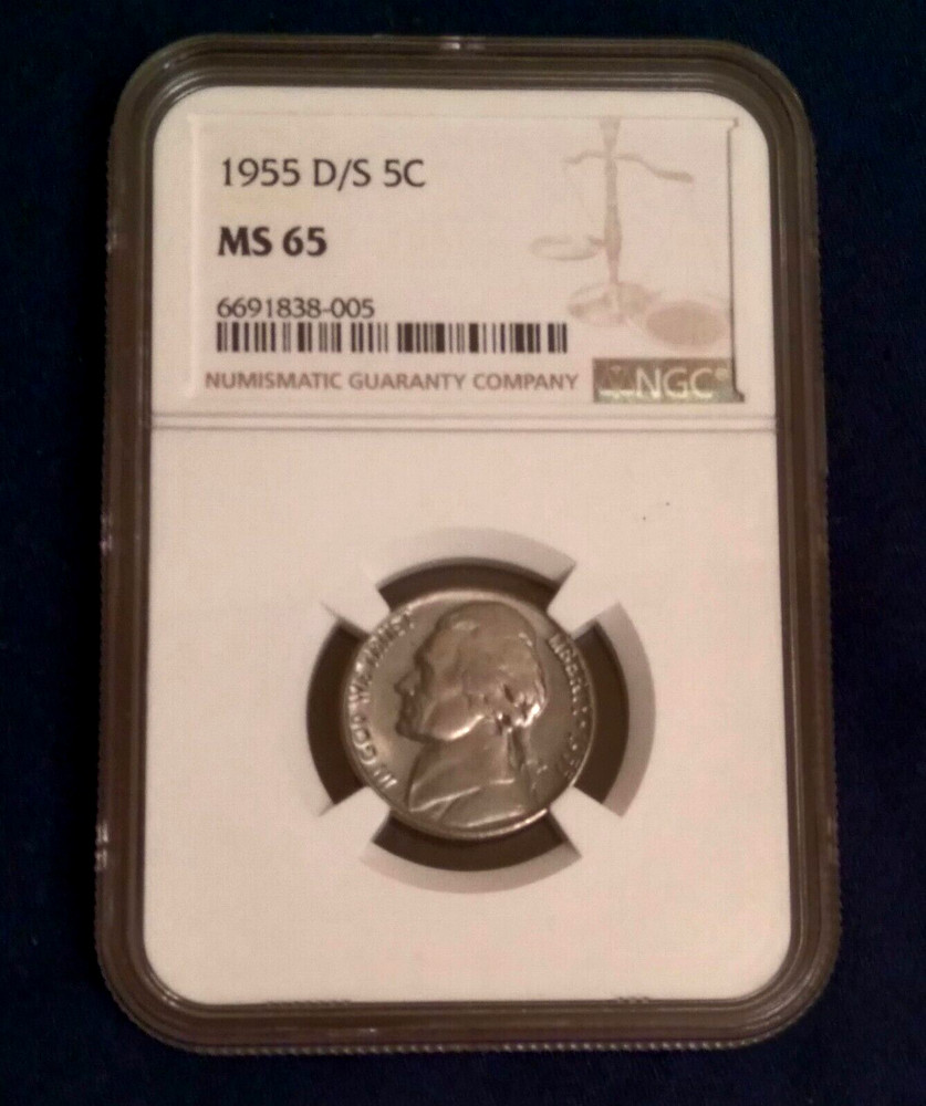 1955 D/S Jefferson Nickel 5C ~Error Coin~ NGC MS65 certified