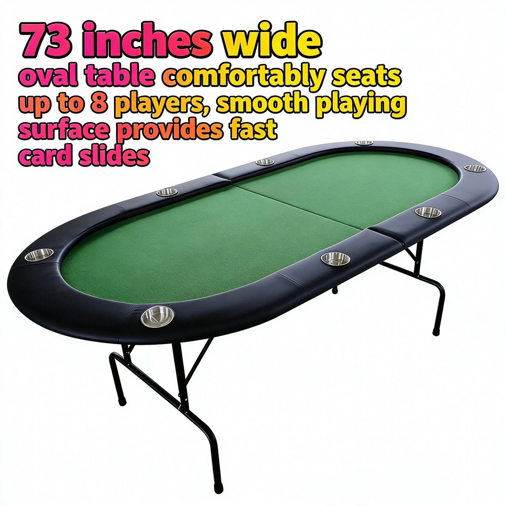 73-inch Foldable Poker Table with Cup Holder
