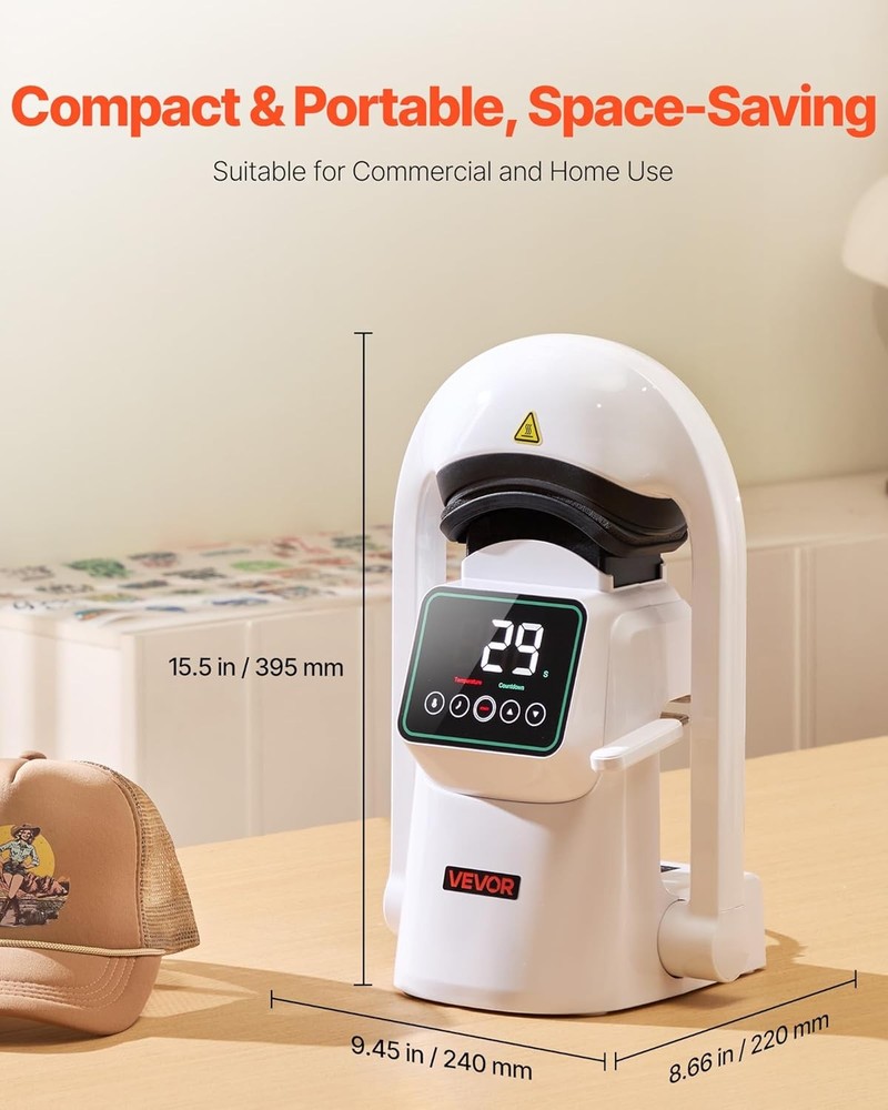 VEVOR Auto Hat Heat Press Machine, with 2pcs Interchangeable Platens, Automatic