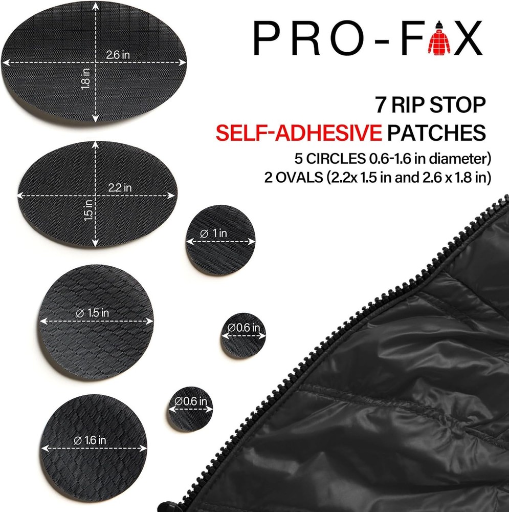 Self-Adhesive Waterproof Repair Patch Kit - 30-Second Fix for Down Black