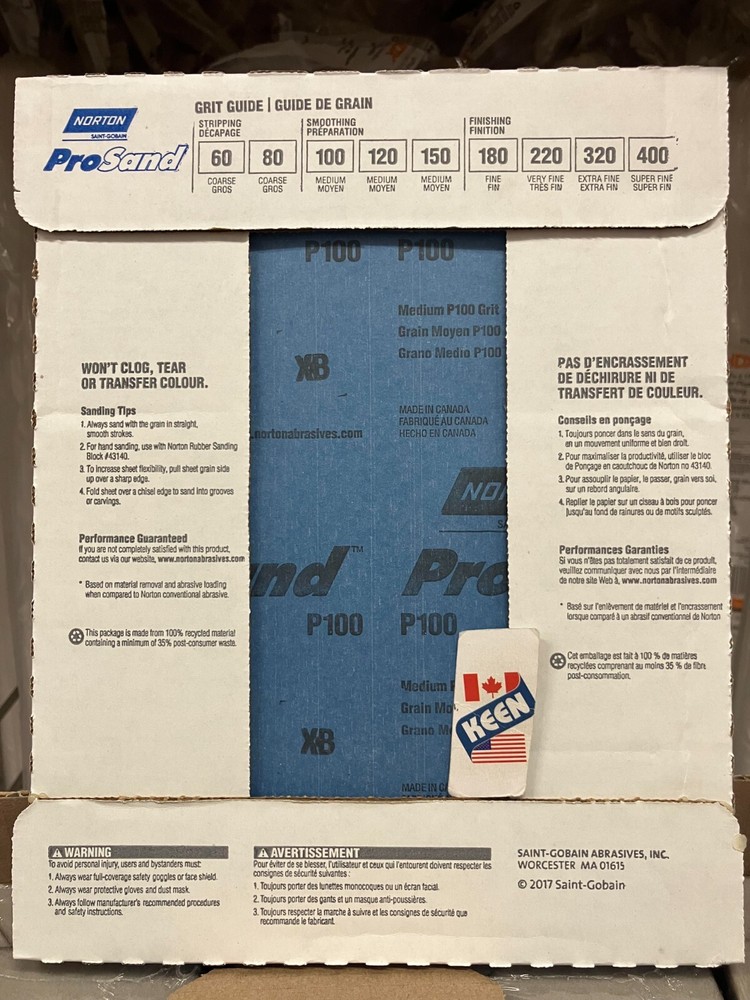 Norton CANADA ProSand 9" x 11" Sanding Sheets 100 Grit 20pack