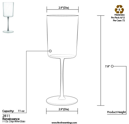 11 oz. Disposable Plastic Wine Glasses (72/CS) Fineline Settings #2811