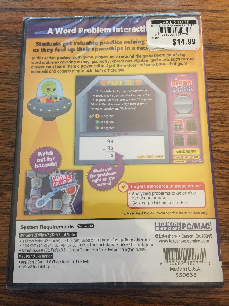 Lakeshore Interactive Whiteboard Software Math Star Gr 4-6 NEW