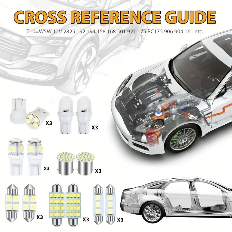 42 Pieces Interior Car Lights Super Bright White Dome Map Tail Cab Lights Bulb