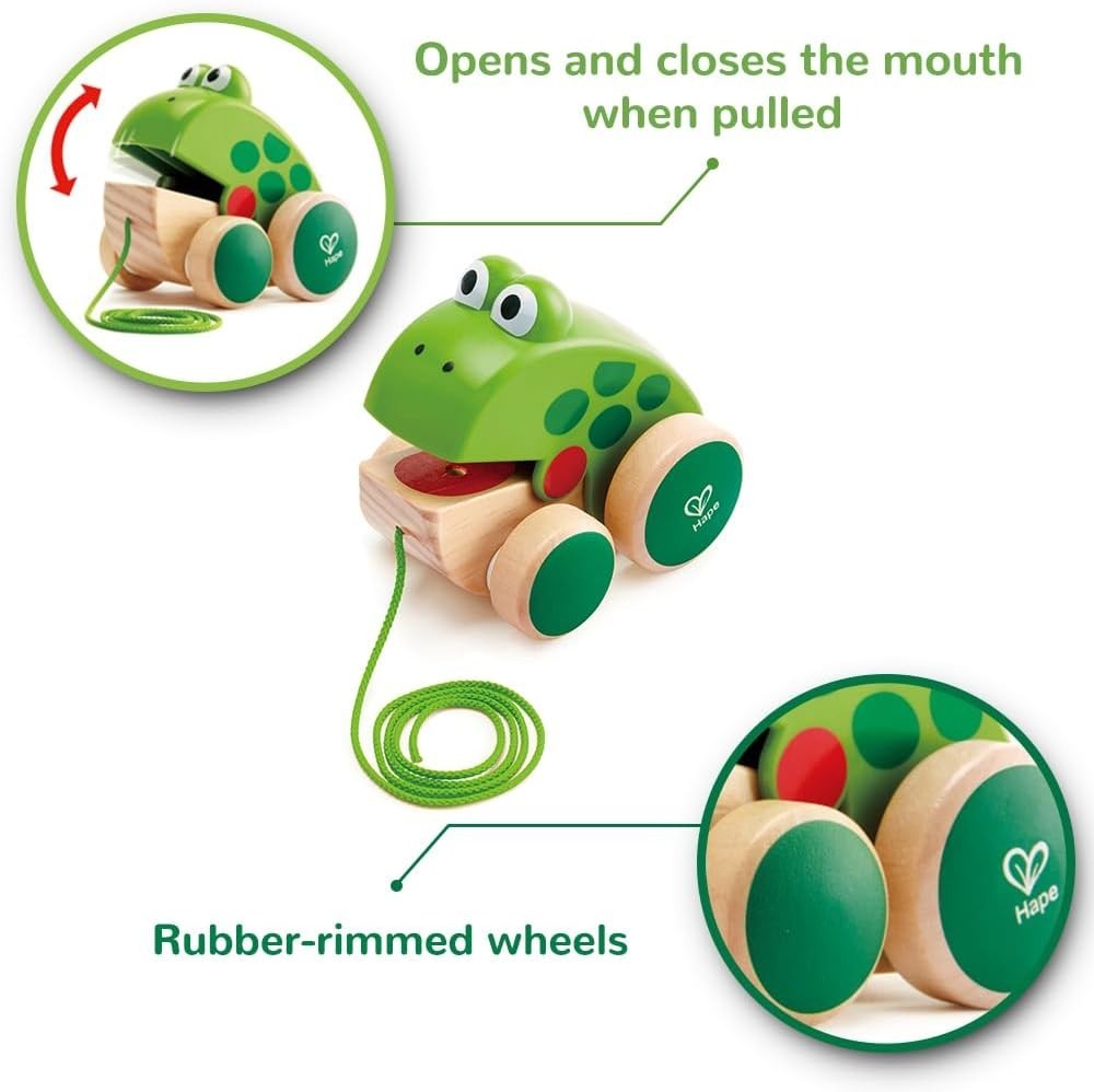 Frog Pull-Along Toy with Interactive Features | Encourages Crawling & Walking