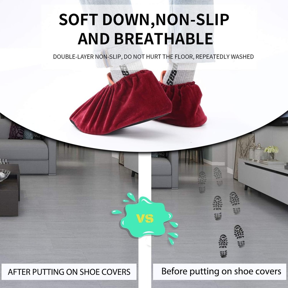 Washable Reusable Shoe Boot Covers - 5 Pairs, Extra Large