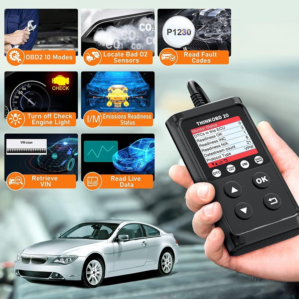 USED ThinkOBD 20 OBD2 Scanner Car Engine Fault Code Reader Diagnostic Scan Tool