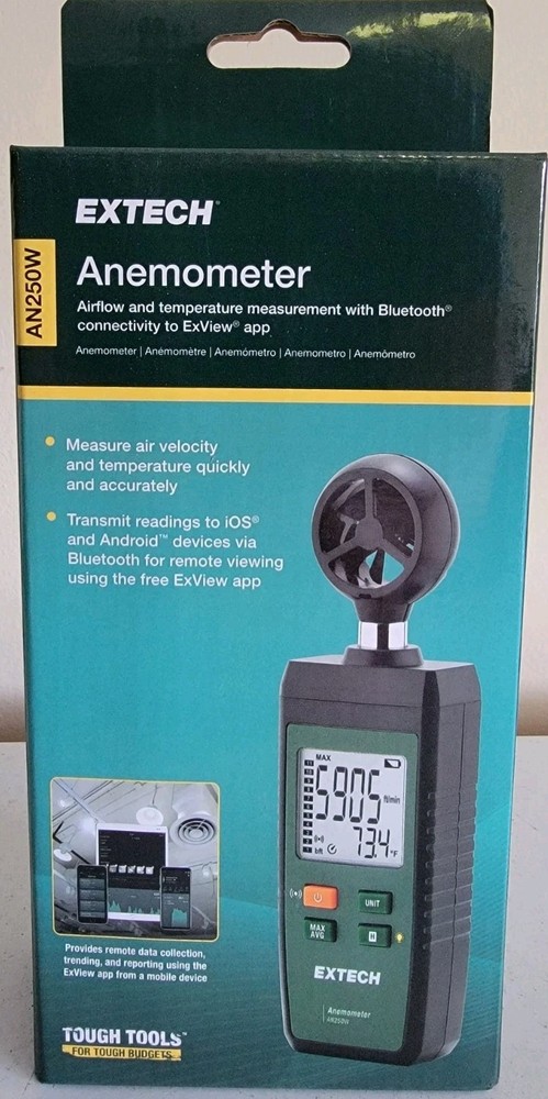 Extech AN250W: Anemometer w/Bluetooth