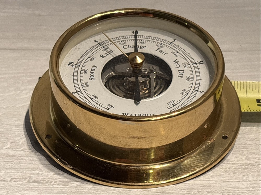 Vintage Watrous German Brass Nautical Barometer.