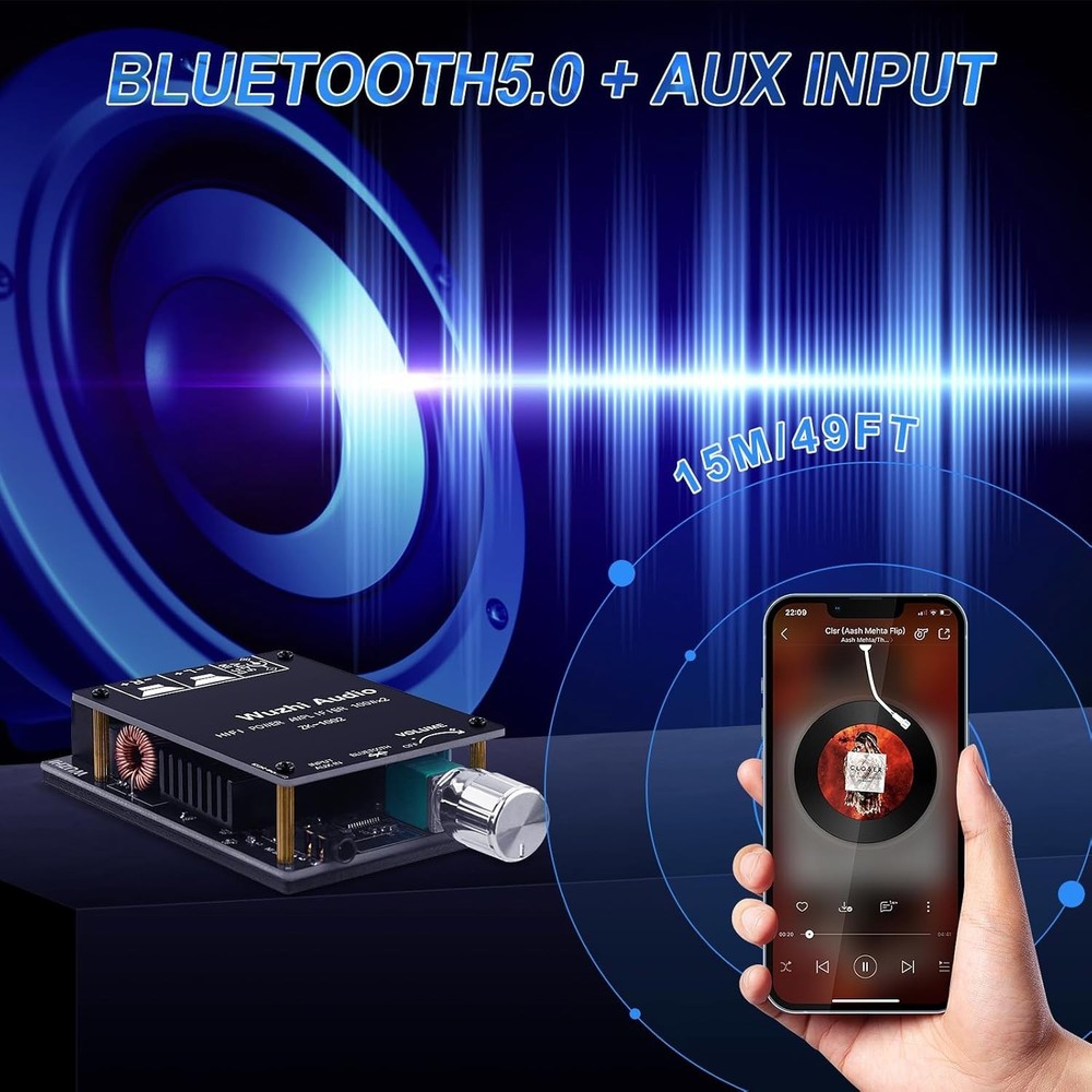 200W HiFi Bluetooth Audio Amplifier Board with AUX - Mini Power Module for Home