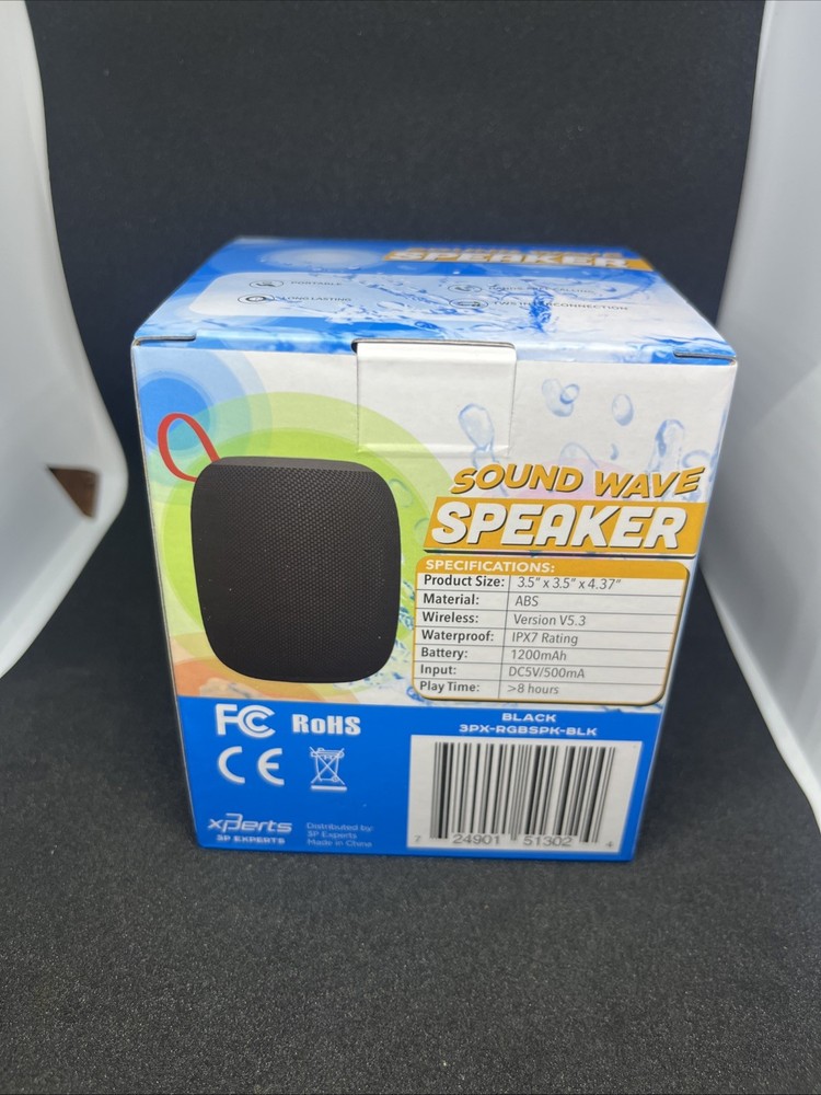 SoundWaves Splash-Proof Bluetooth Speaker W/ Multi Function Light