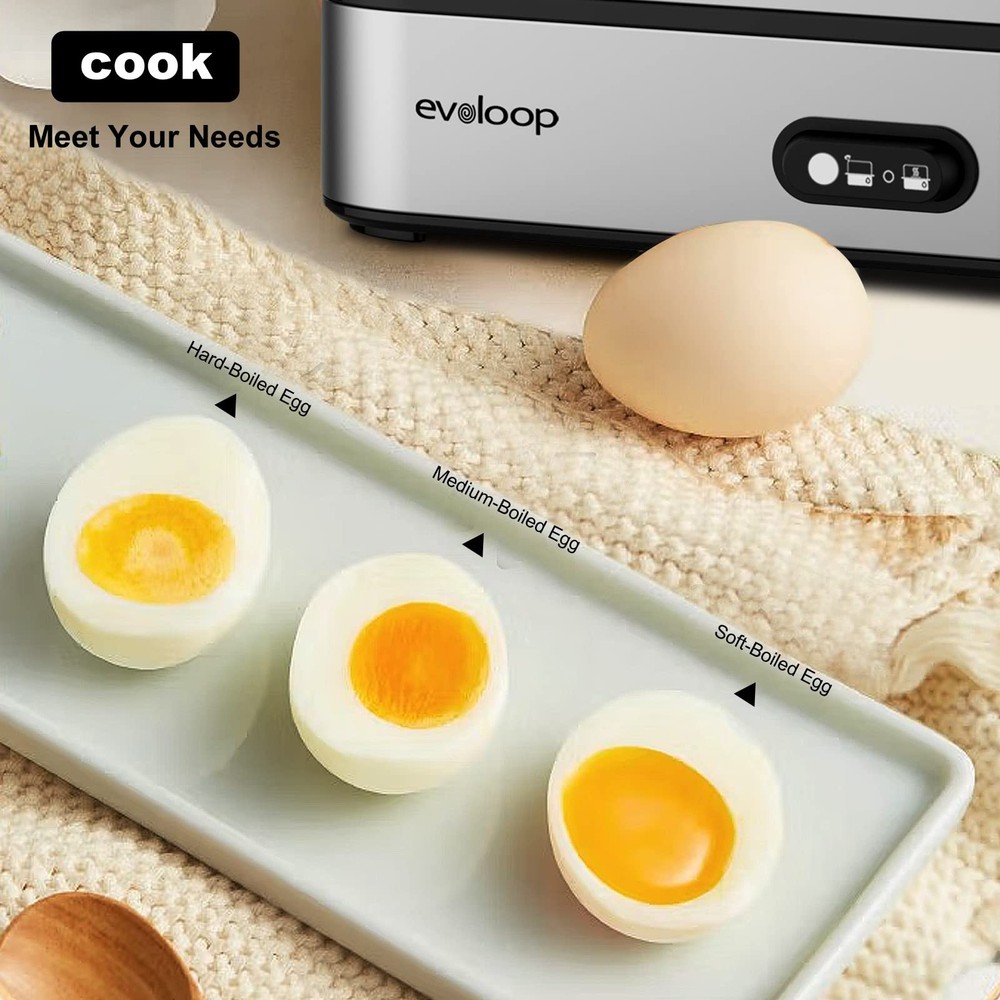 Evoloop Rapid Egg Cooker Electric 6 Eggs Capacity, Soft, Medium, Hard Boiled,...