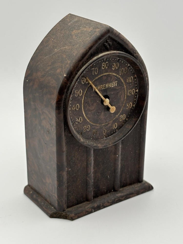 Thermoclock Bakelite Dashboard Cathedral Thermometer Circa 1930’s