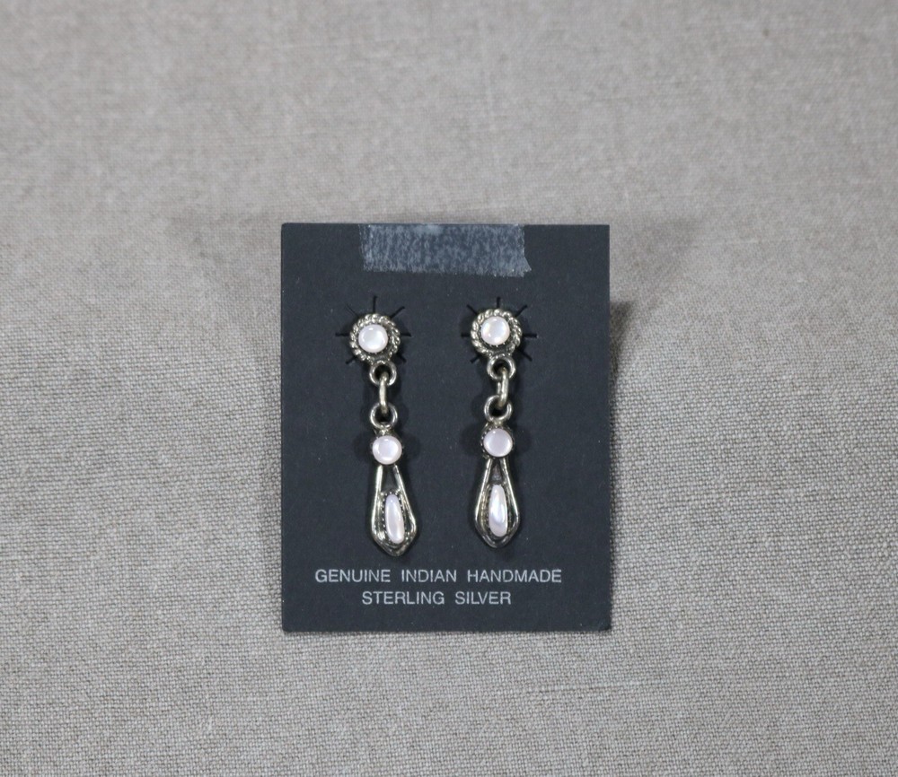 Handmade 925 sterling silver MOP native dangle earrings