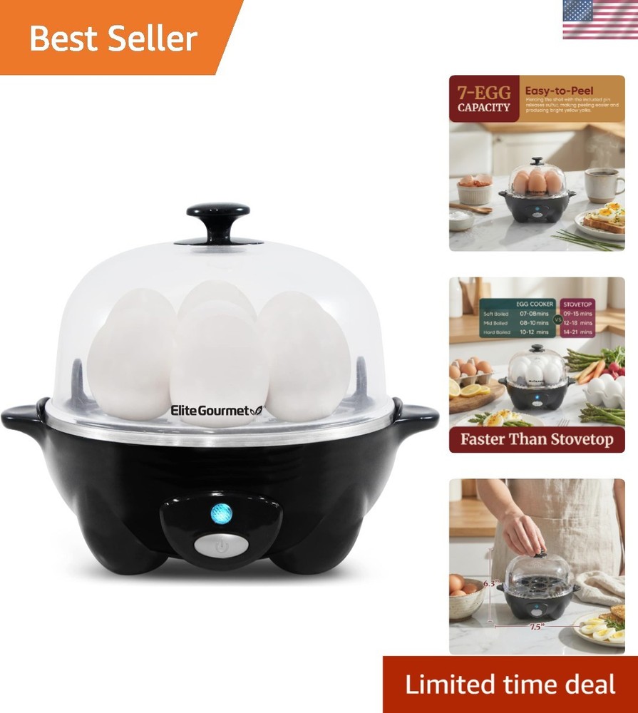 Compact Automatic Egg Cooker: Boil Up to 7 Eggs, Easy to Peel, Includes Recipes