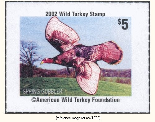 D2K American Wild Turkey Found 2002 $5 Stamp