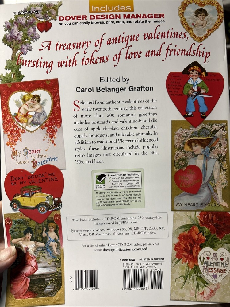Vintage Valentines CD ROM & Book By Dover