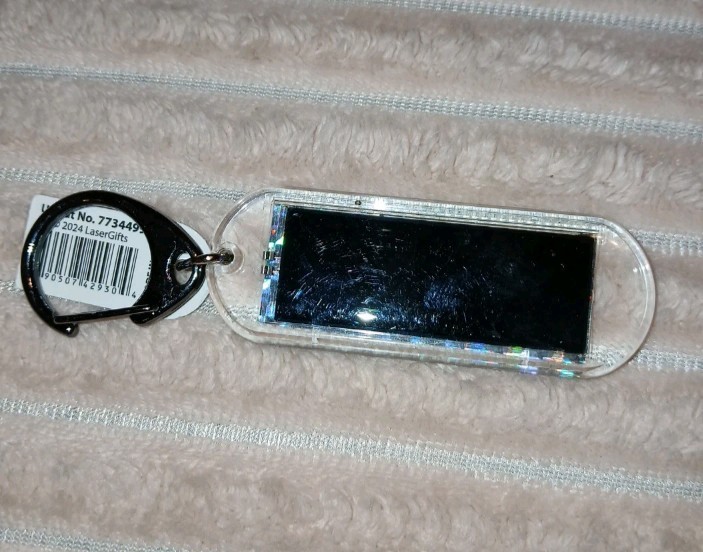 Acrylic Blinking Solar Powered Keychain 4.25” Long w/Snap Keyring, WILD THING