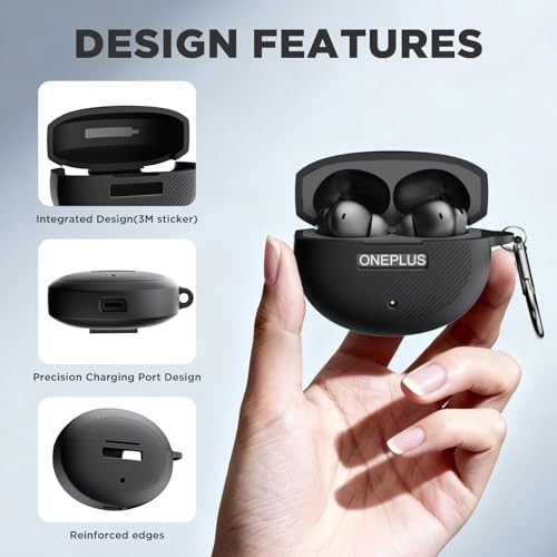 Case for OnePlus Buds 4, Soft Silicone Protective Portable Scratch Shock Black