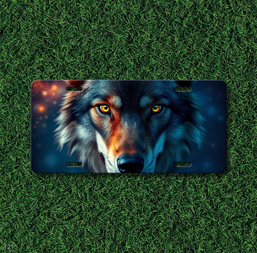 Unique Wolf License Plate Optional Text Auto Tag Holiday Gift