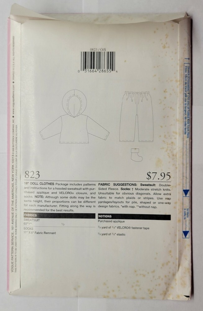 Vogue Special Edition 18" Doll Clothes #823 Uncut