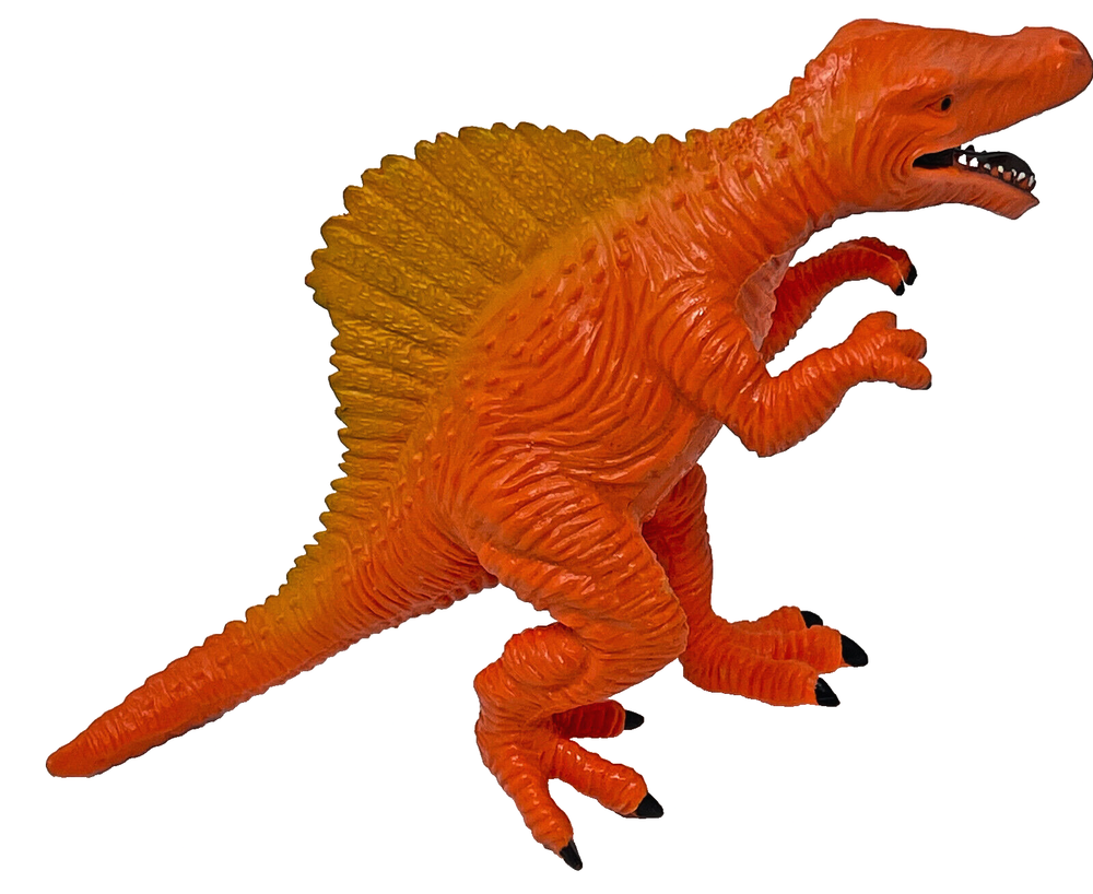 Spinosaurus 2006 Orange Rubber Plastic Dinosaur 6" Used