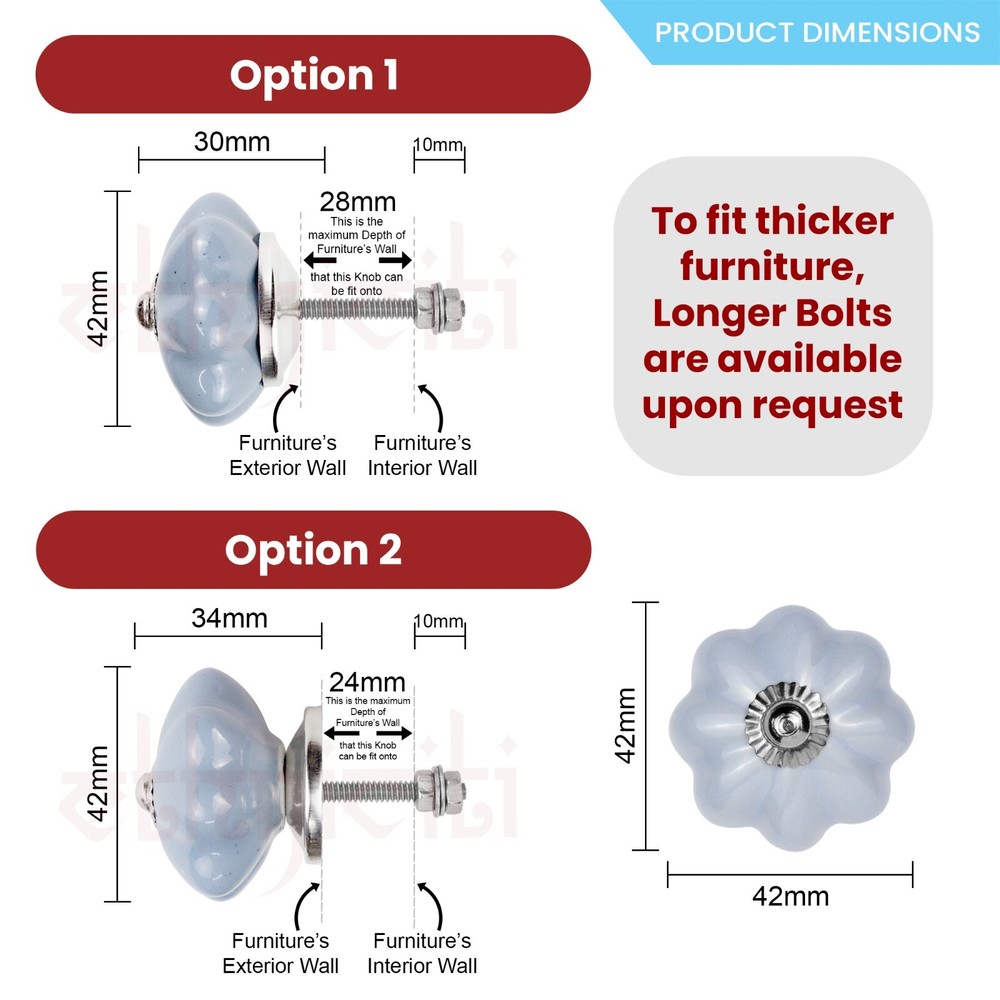 ⭐ Pumpkin Greyish Blue Ceramic Door Knobs Cabinets Cupboard Drawers Pulls Handle