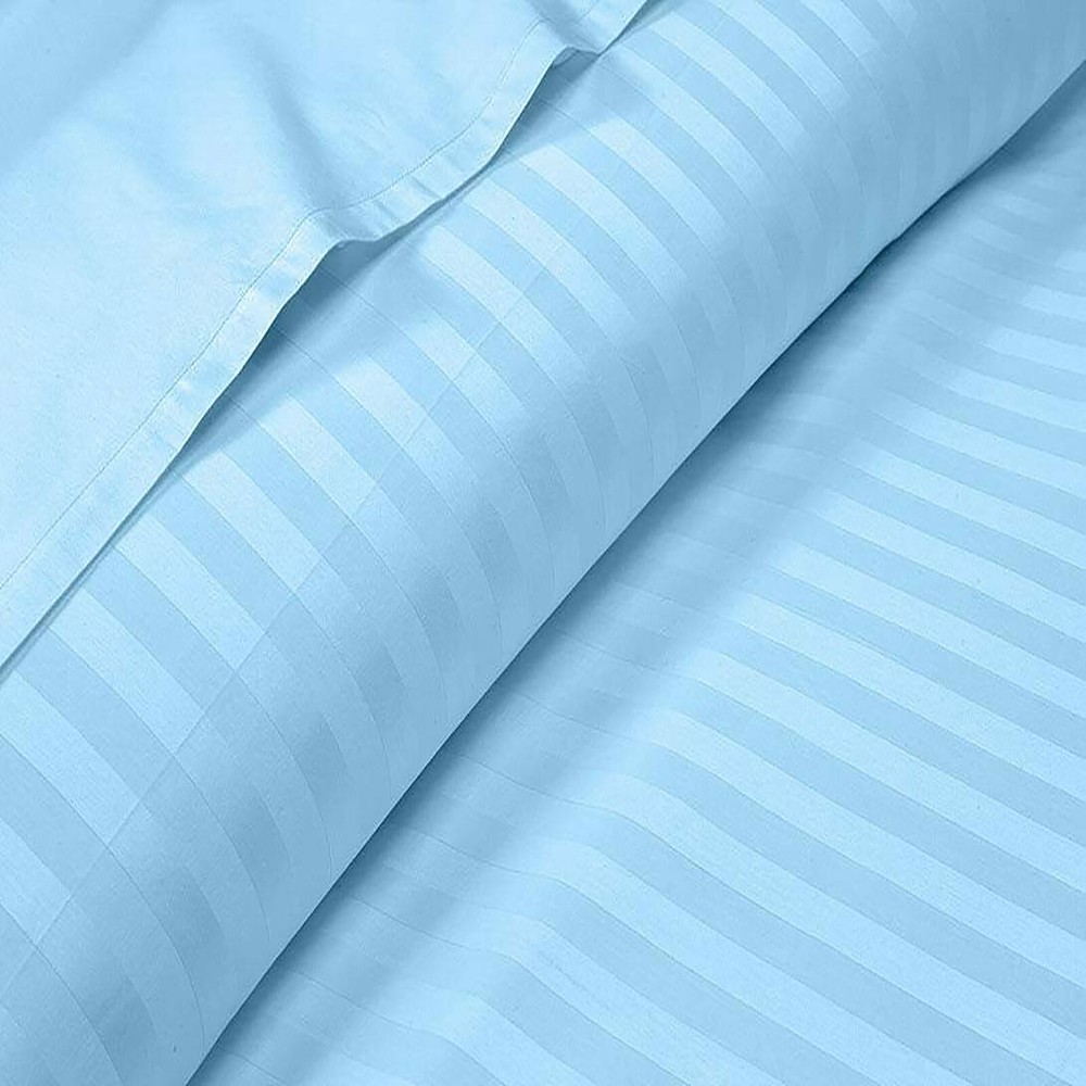 Branded Sheets Collection 1000TC Egyptian Cotton Select Size Sky Blue Stripes