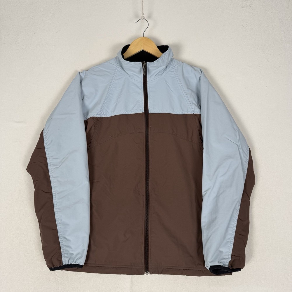 Oakley Software Jacket Windbreaker Brown Blue Zip Pockets Medium Oversized Y2K