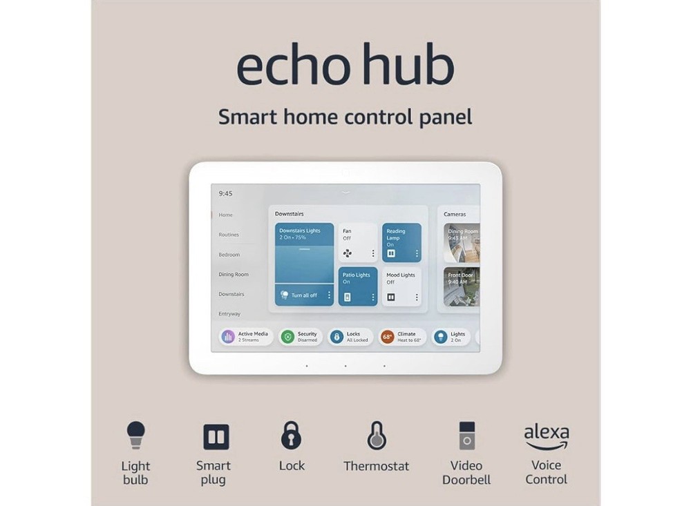 Amazon Echo Hub 8" Smart Home Control Panel with Alexa White Model G6A87E NEW