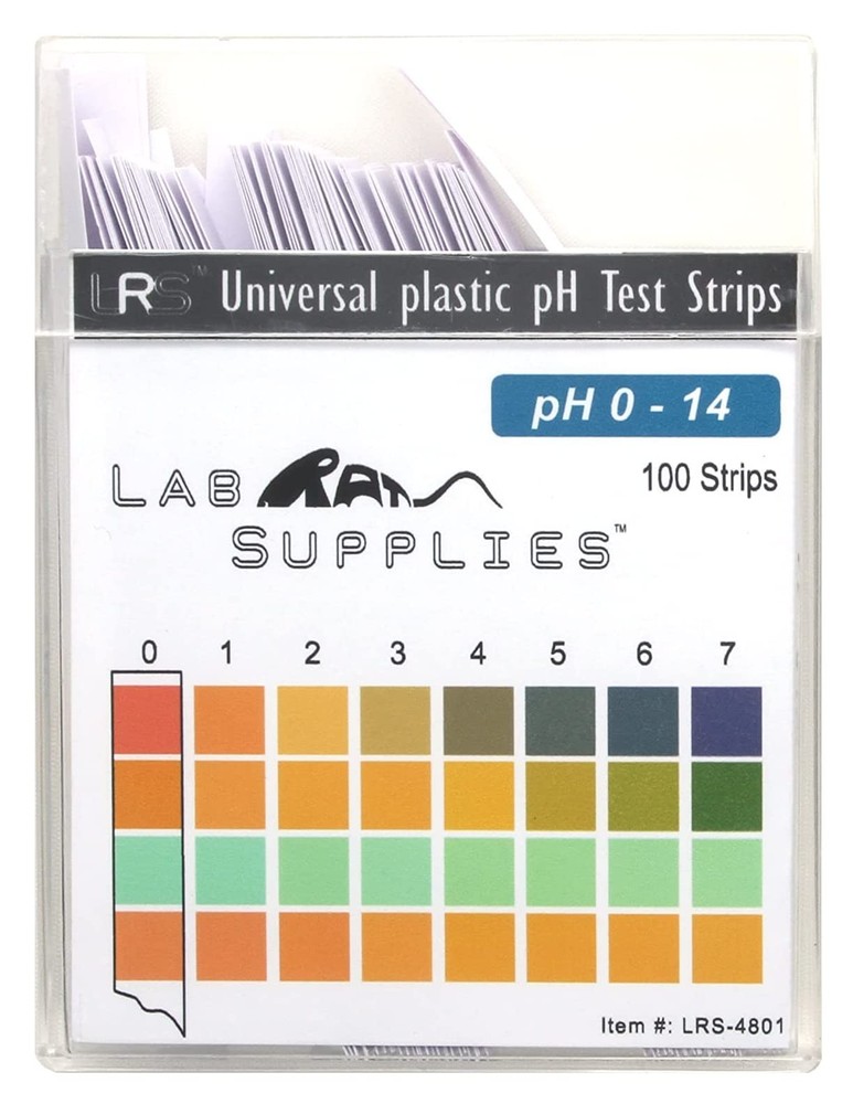 Plastic pH Test Strips, Universal Application (pH 0-14), 100 Strips | for Sal...