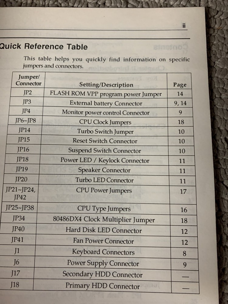 Original 80486 Vip Motherboard arcade video game manual