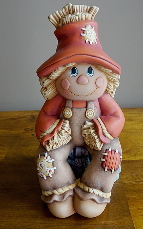 Ceramic Bisque~~ Ready to Paint ~~Scarecrow sitting on a stump