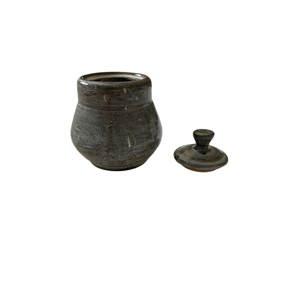Handmade Studio Pottery Lidded Jar – Gray Speckled Stoneware