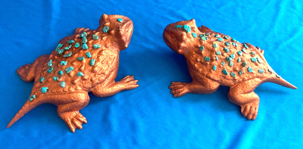 RARE Ceramic Reptile Creature Figurines Frogs Toads Lizards Turquoise Rock Decor